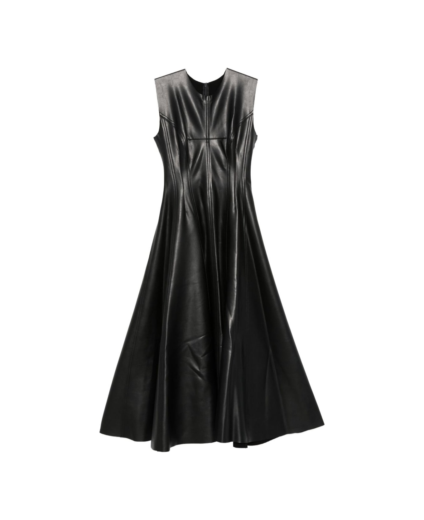 Norma Kamali Faux-leather Long Dress - Black