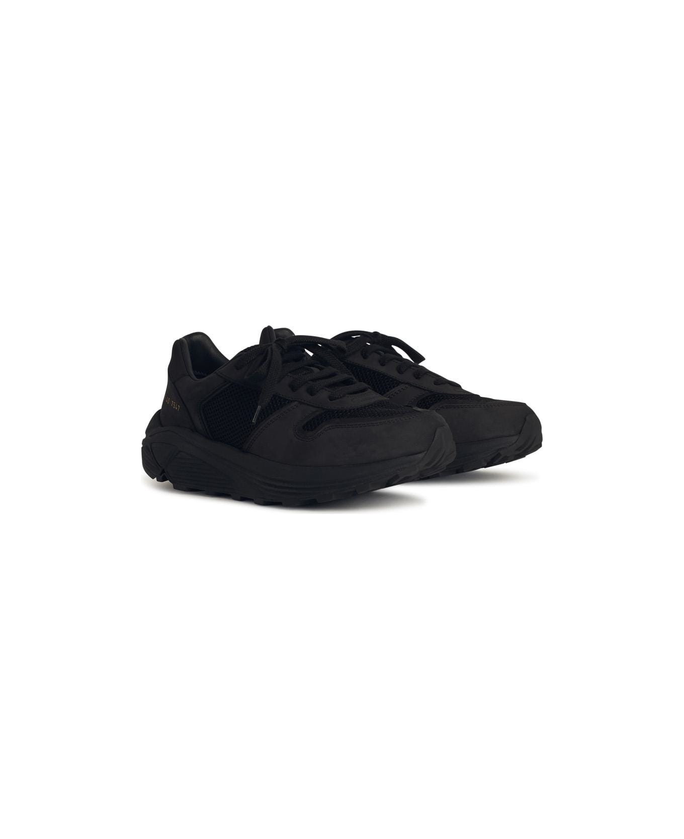 Common Projects 'runner' Black Leather Blend Sneakers - Black