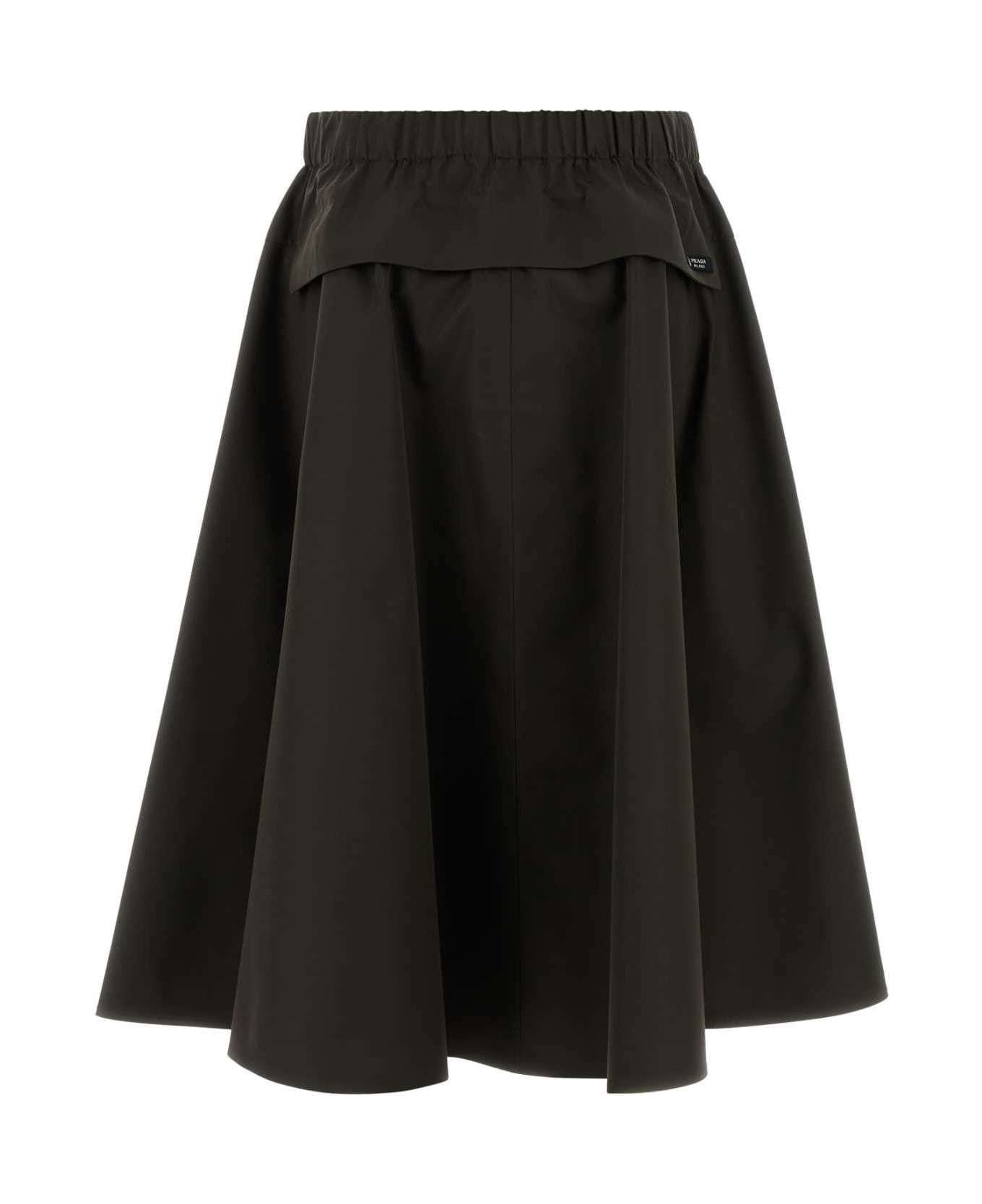 Prada Army Green Tech Fabric Skirt - MIMETICO