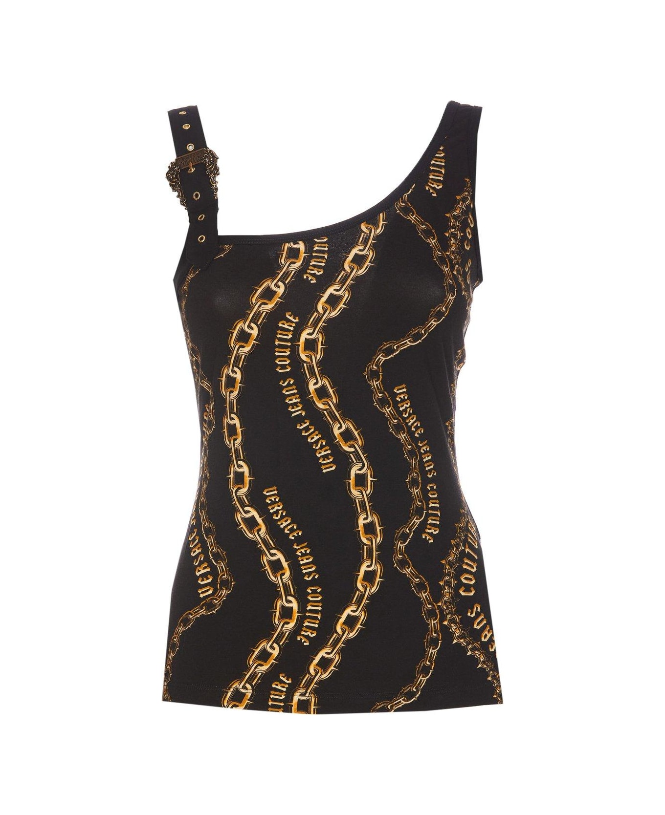 Versace Jeans Couture Chain-printed Sleeveless Top - Black