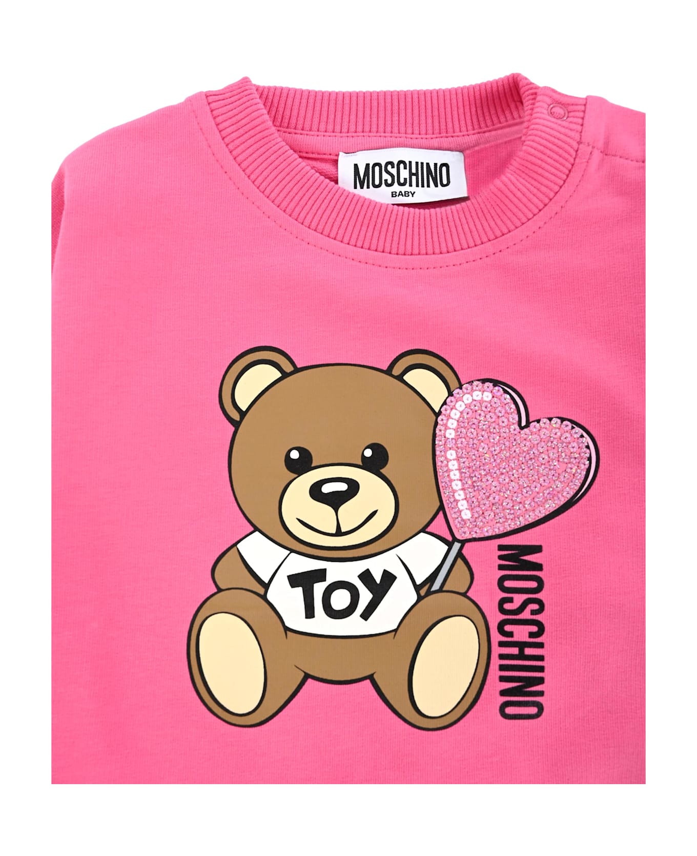 Moschino Fuchsia Sweatshirt For Baby Girl With Teddy Bear - Fuchsia