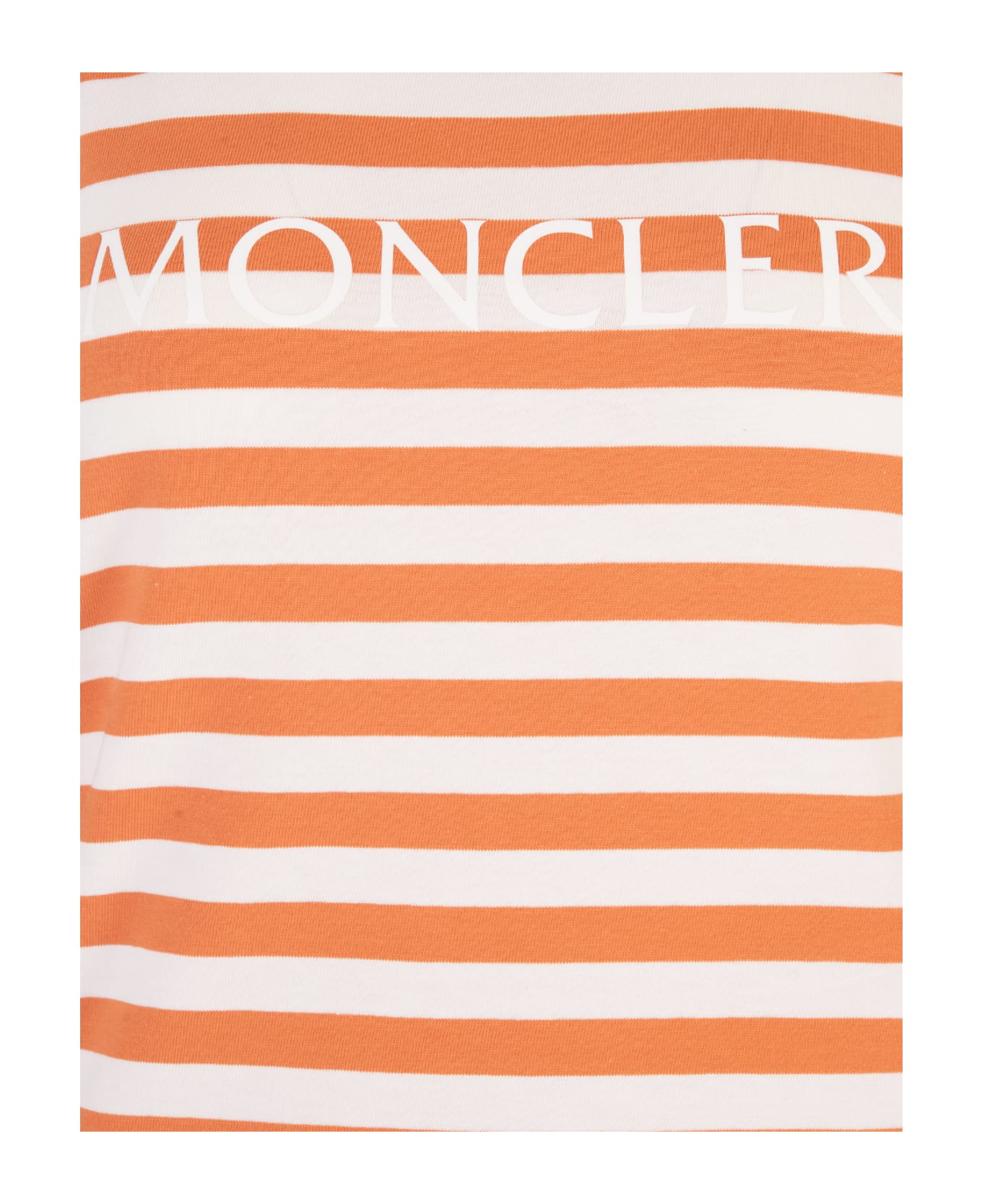 Moncler Orange Striped Tank Top With Logo - Arancione