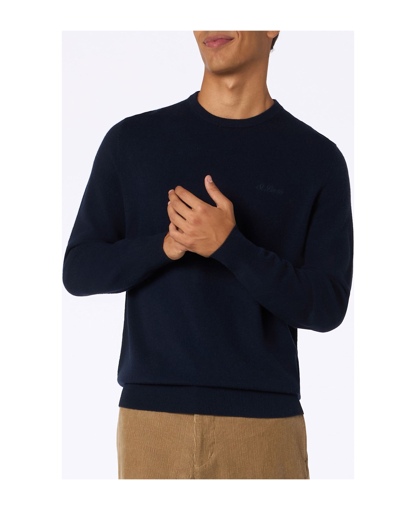 MC2 Saint Barth Men's Navy Blue Crewneck Sweater - BLUE NAVY