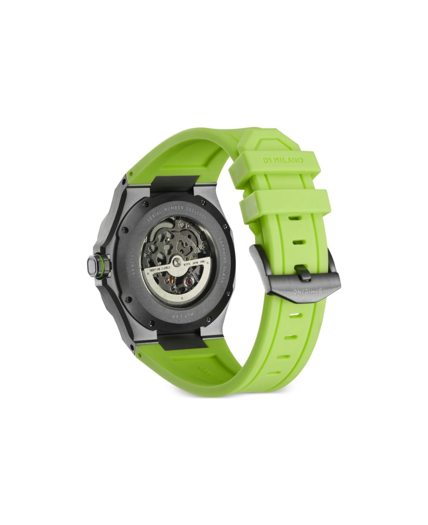 D1 Milano Slice Lime Skeleton Rubber Skrj15 Watch - Green