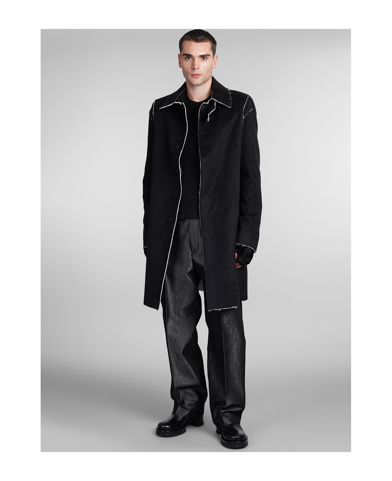 Sapio N23 Coat In Black Silk - black