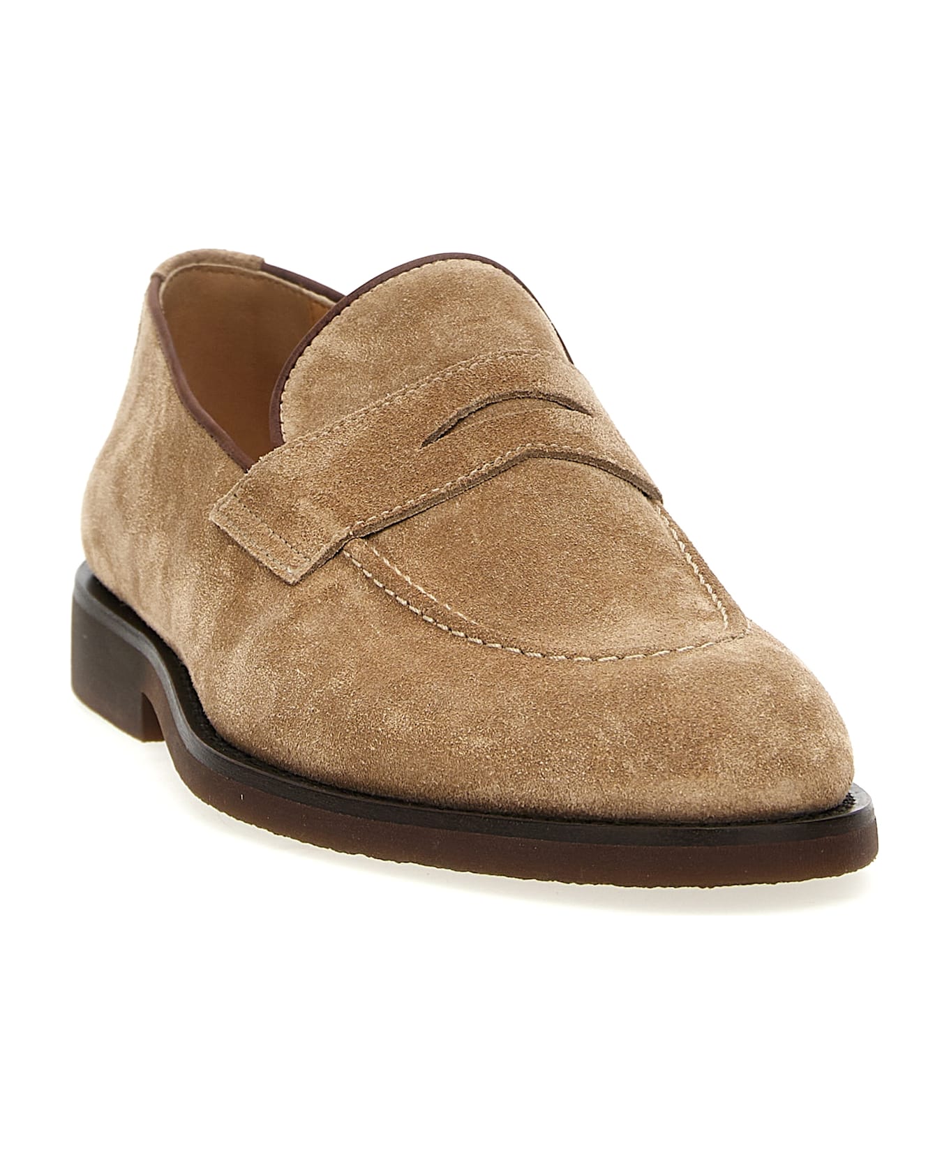 Brunello Cucinelli Suede Loafers - Beige