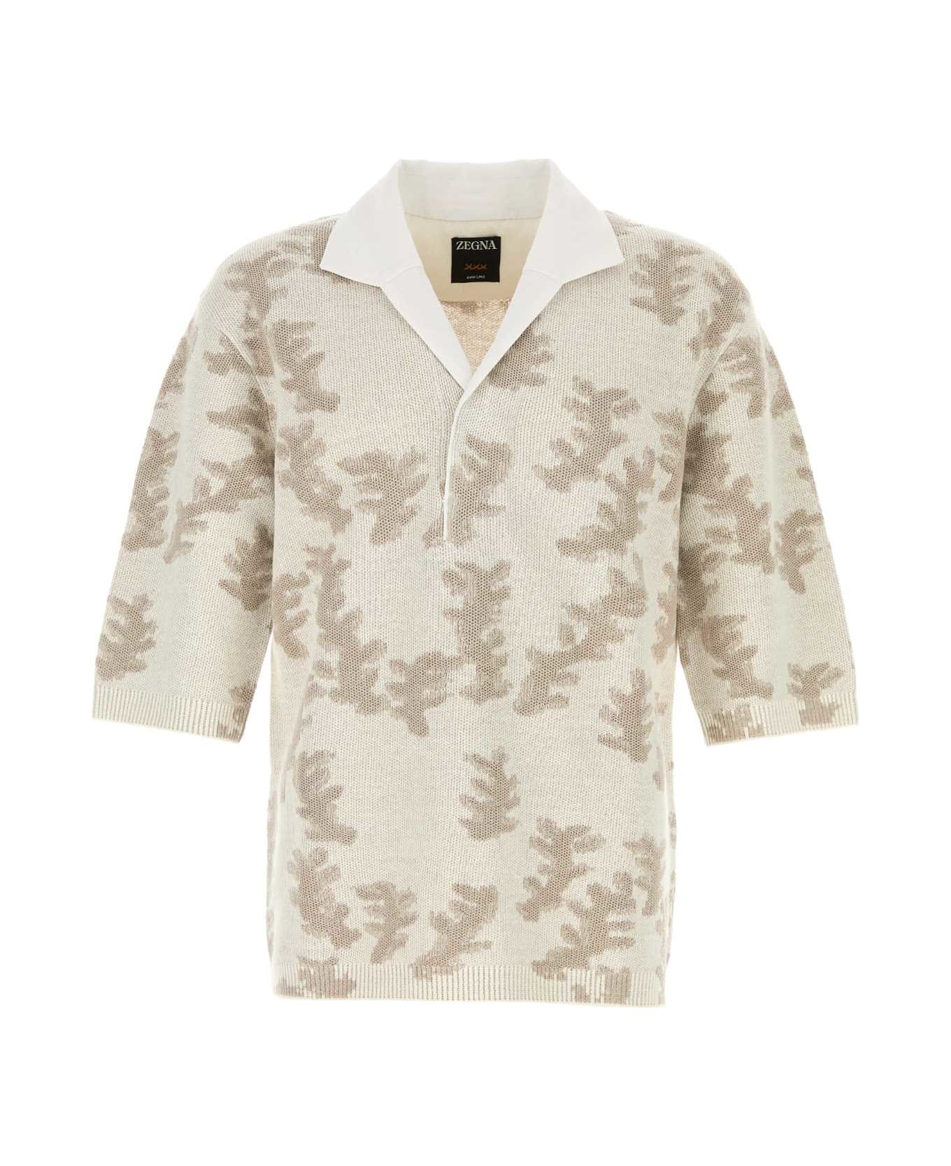 Zegna Embroidered Linen Oversize Polo Shirt - 113
