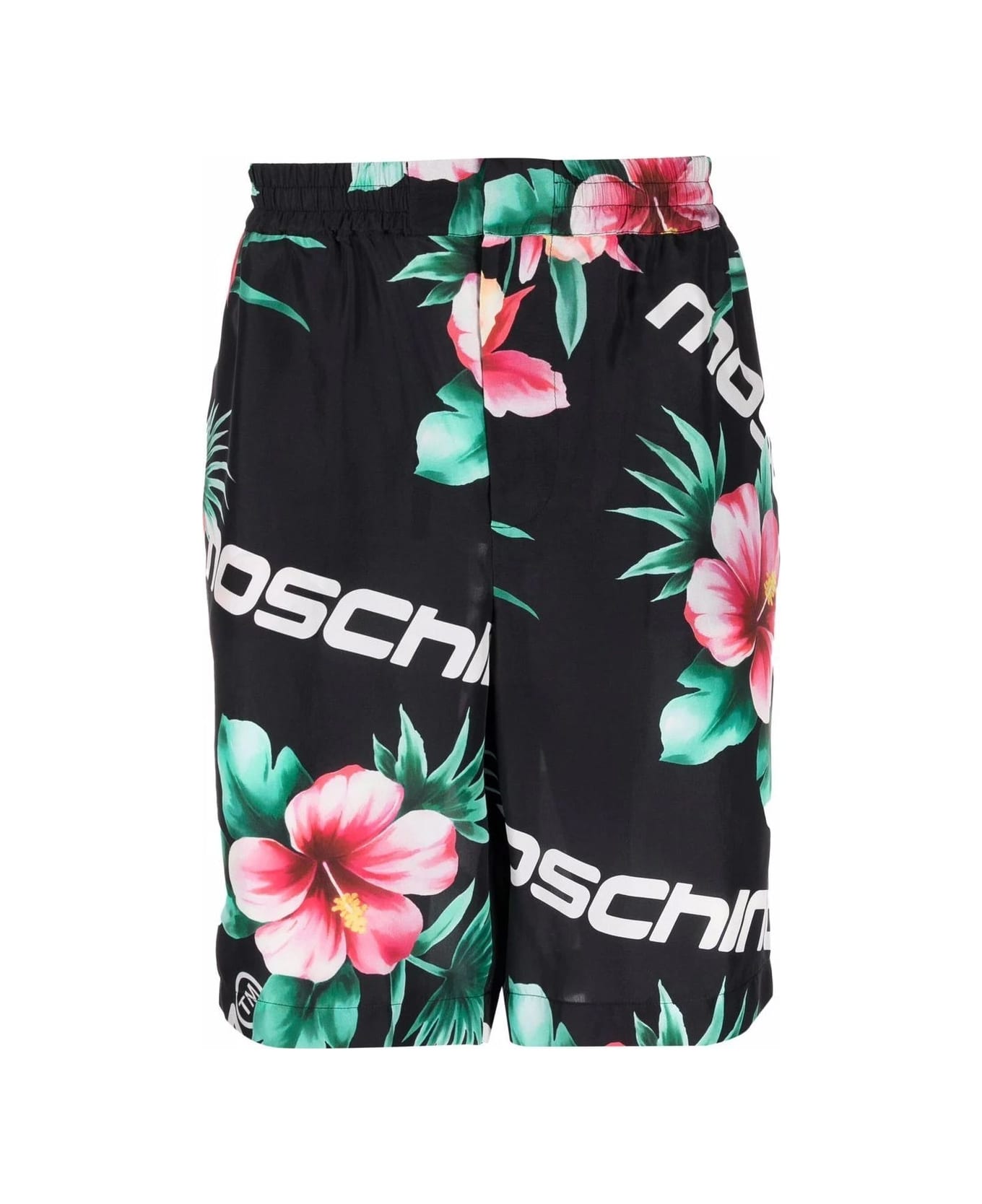 Moschino Floral Print Silk Shorts - Black