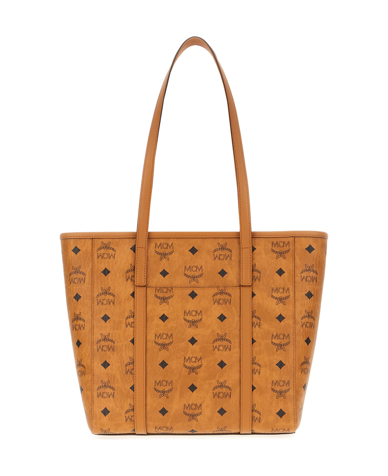 MCM Printed Synthetic Leather Shopping Bag - BROWN
