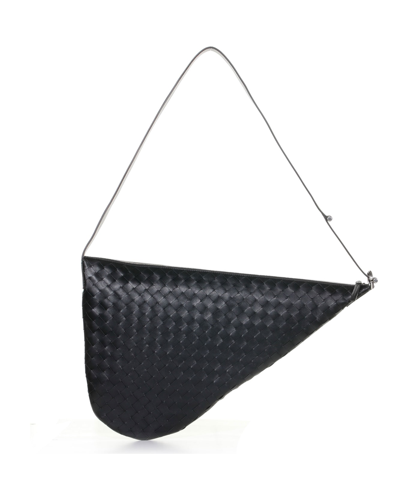 Bottega Veneta Shoulder Bag With Woven Motif - BLACK