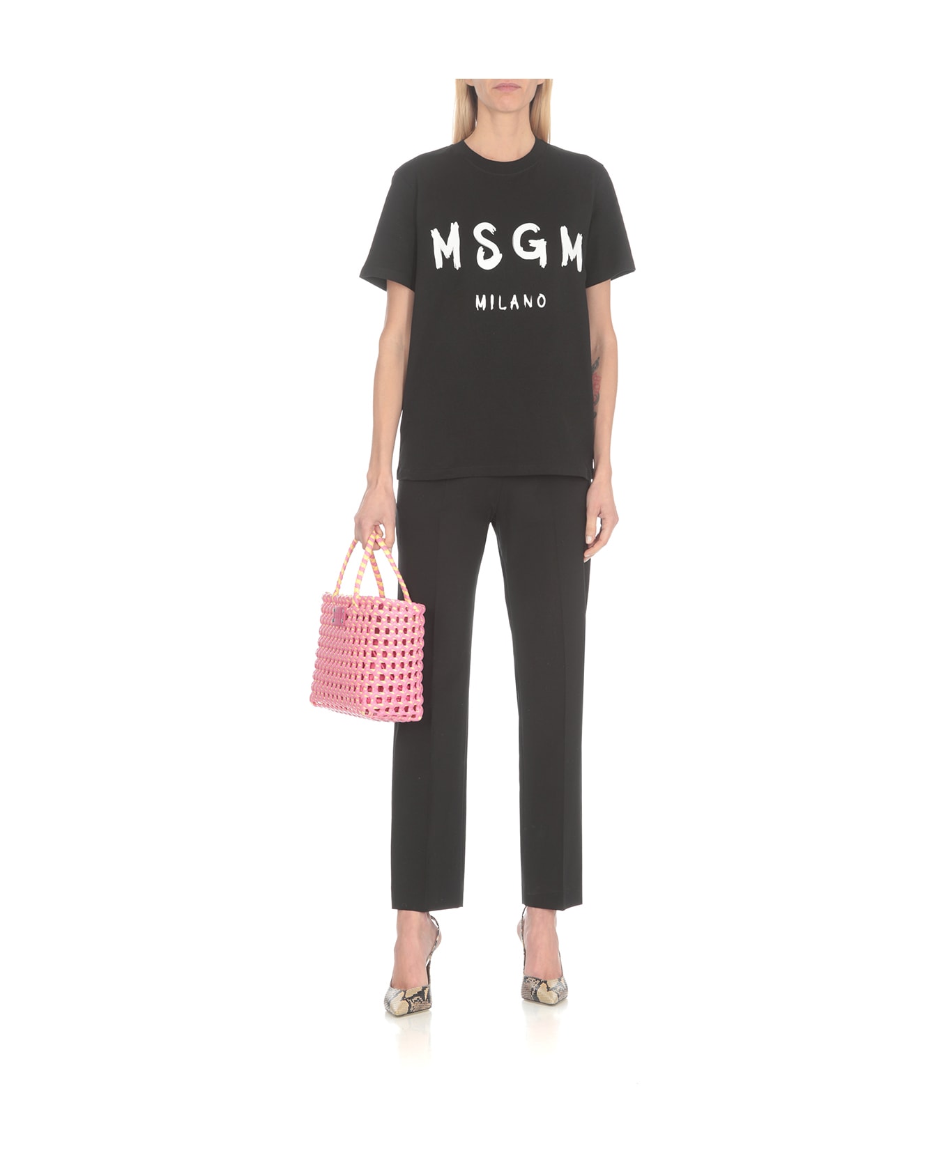 MSGM T-shirt With Logo - Black Tシャツ