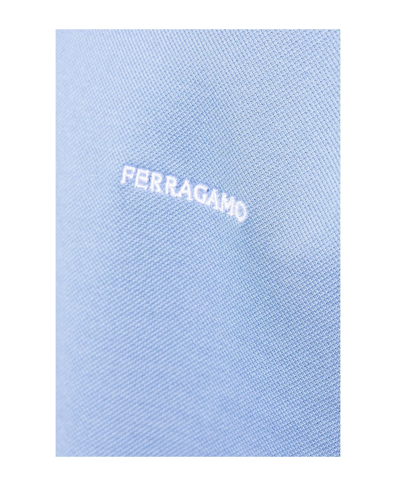 Ferragamo Polo With Logo - BLUE
