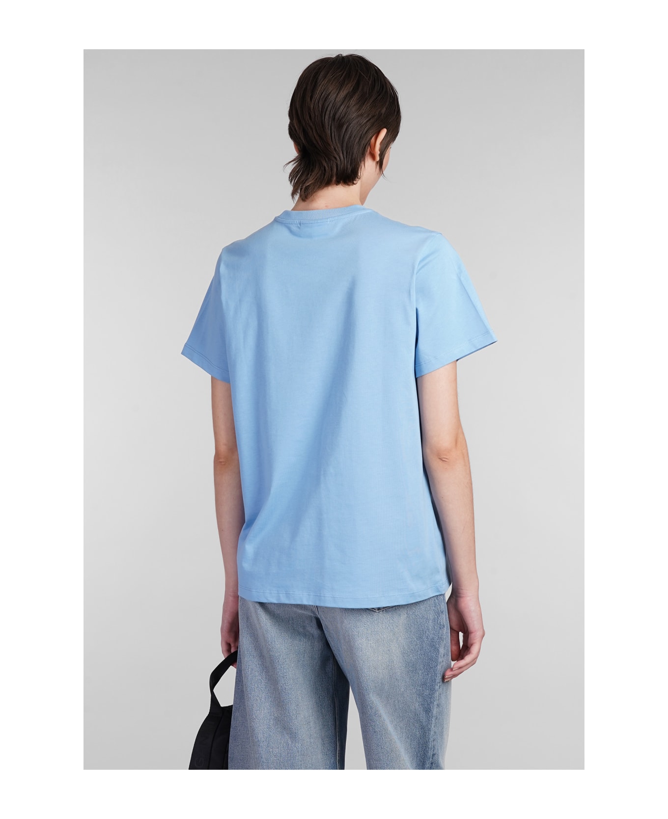 Ganni T-shirt In Cyan Cotton - cyan