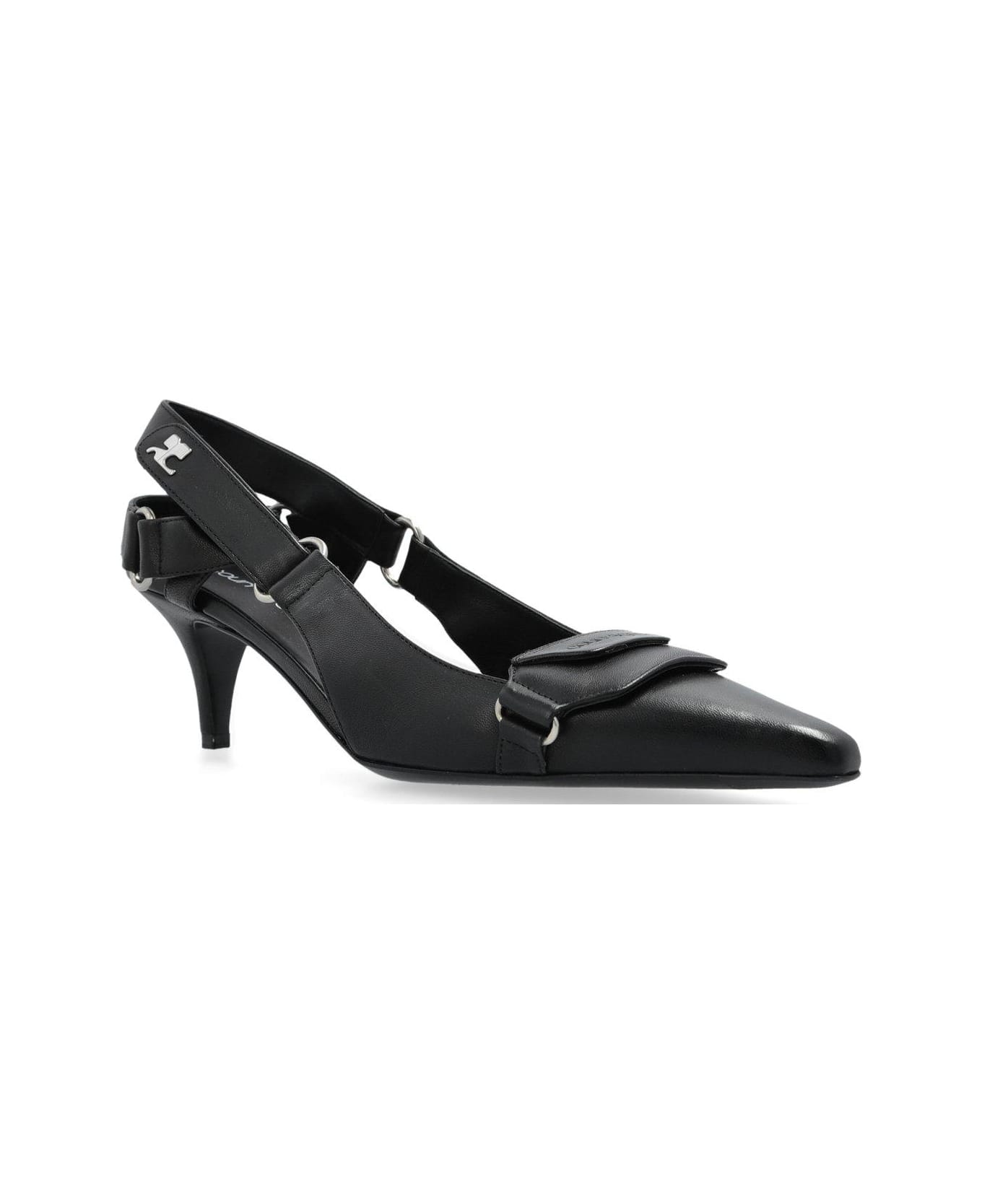 Courrèges Racer Pointed-toe Slingback Pumps - Black