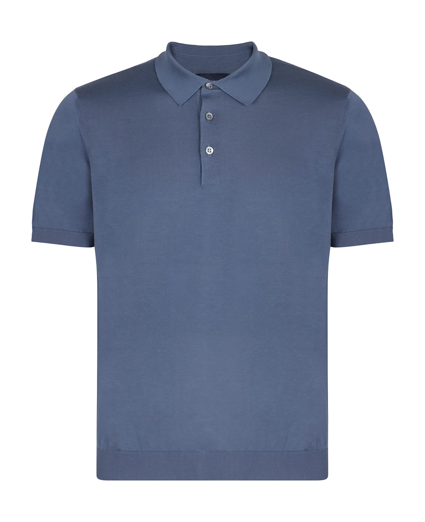 Drumohr Knitted Cotton Polo Shirt - blue
