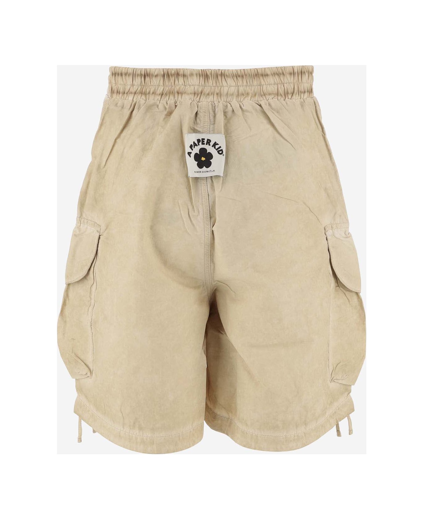 A Paper Kid Cotton Blend Cargo Shorts - Beige