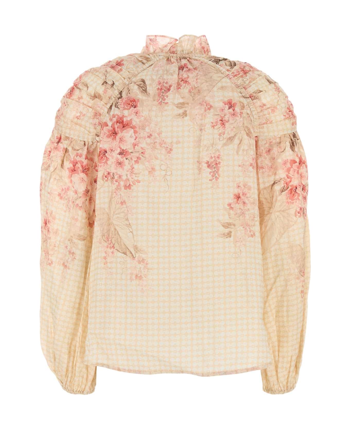 Zimmermann Printed Ramie Illuminate Blouse - CORALFLORAL