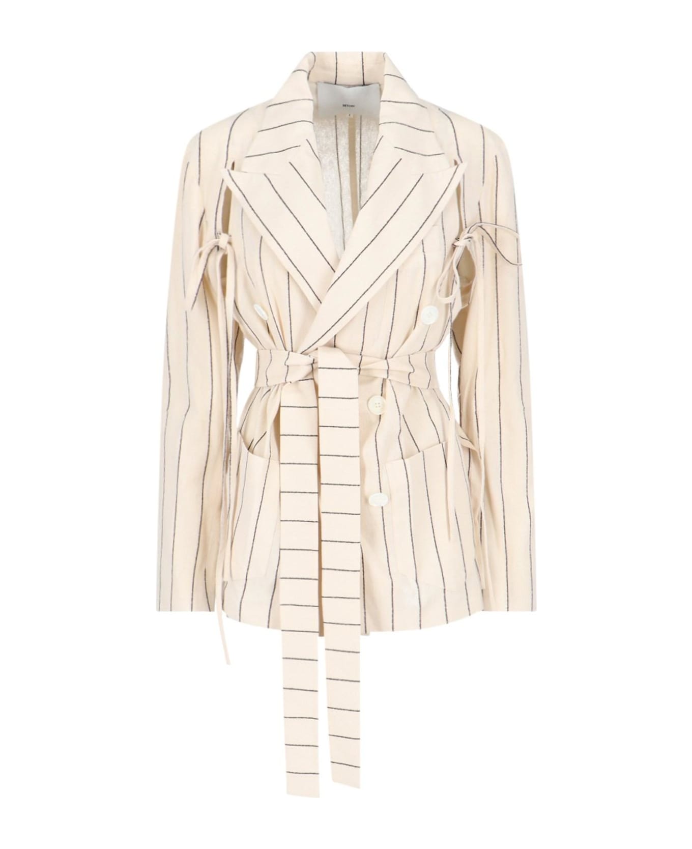 Setchu Pinstriped Double-breasted Blazer - Beige