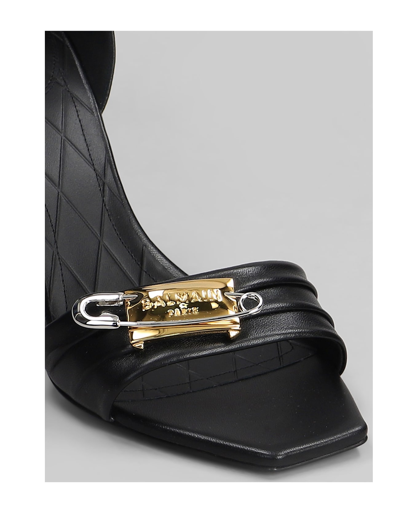 Balmain Safety Sandals In Black Leather - black