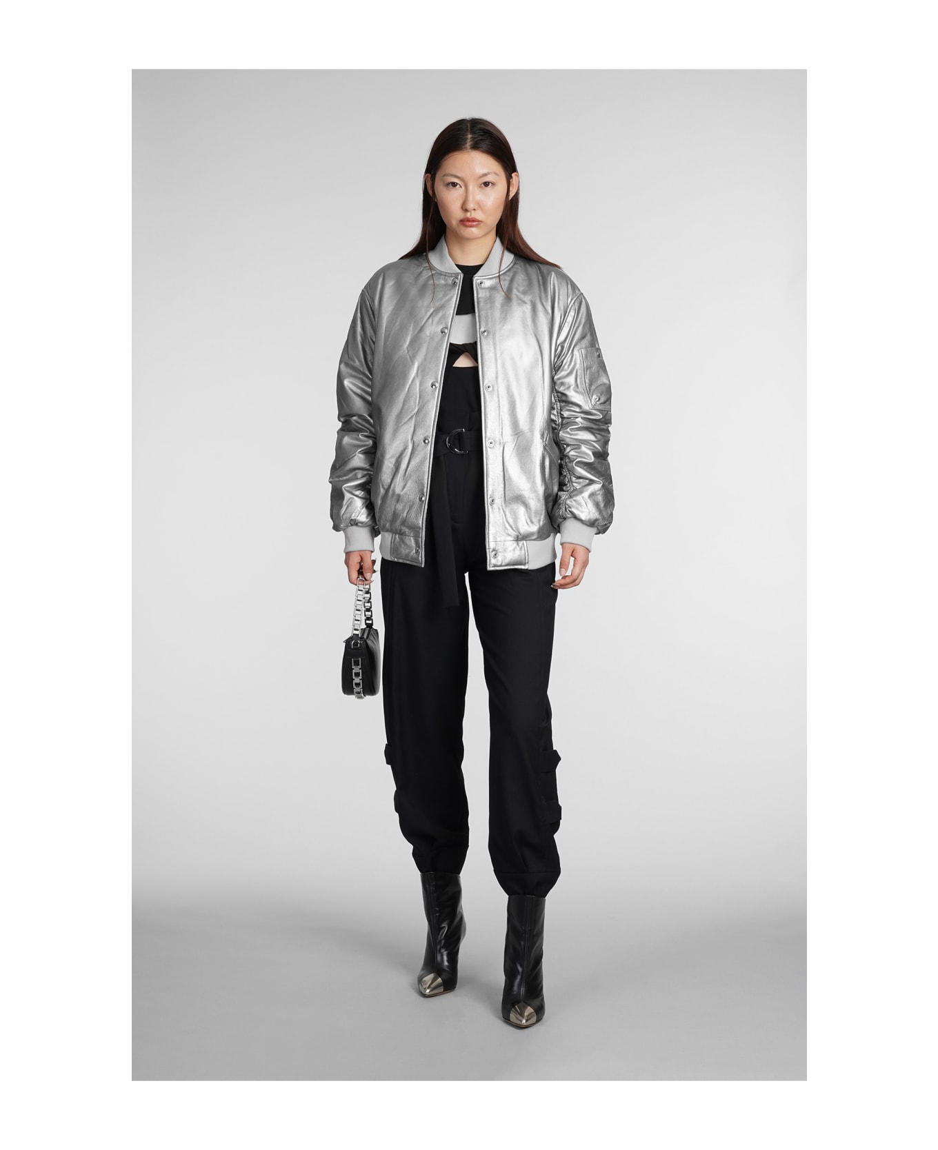 IRO Morel Casual Jacket In Silver Wool And Polyester - ORO