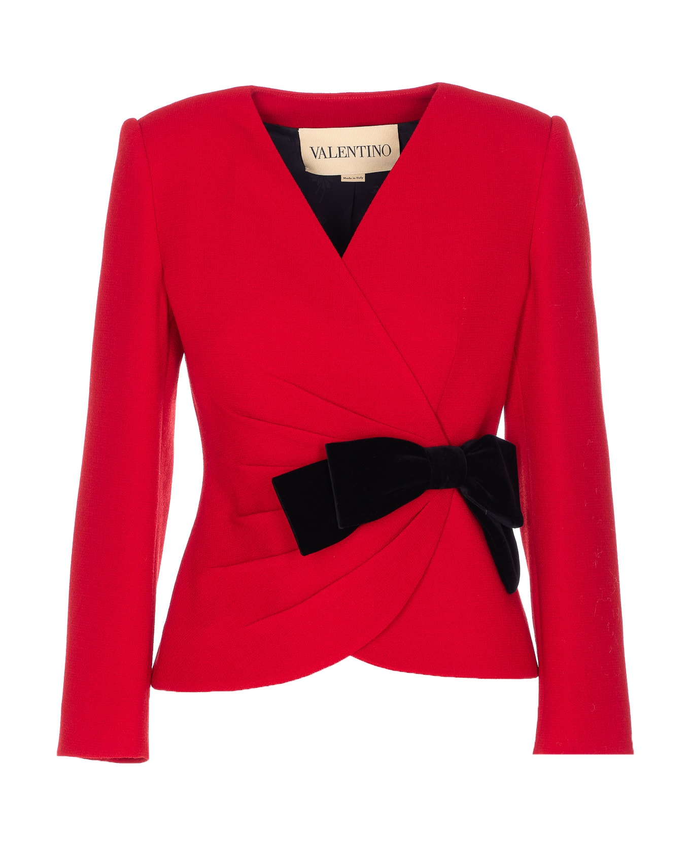 Valentino Garavani Wool Crepe Contrasting Bow Jacket - Red