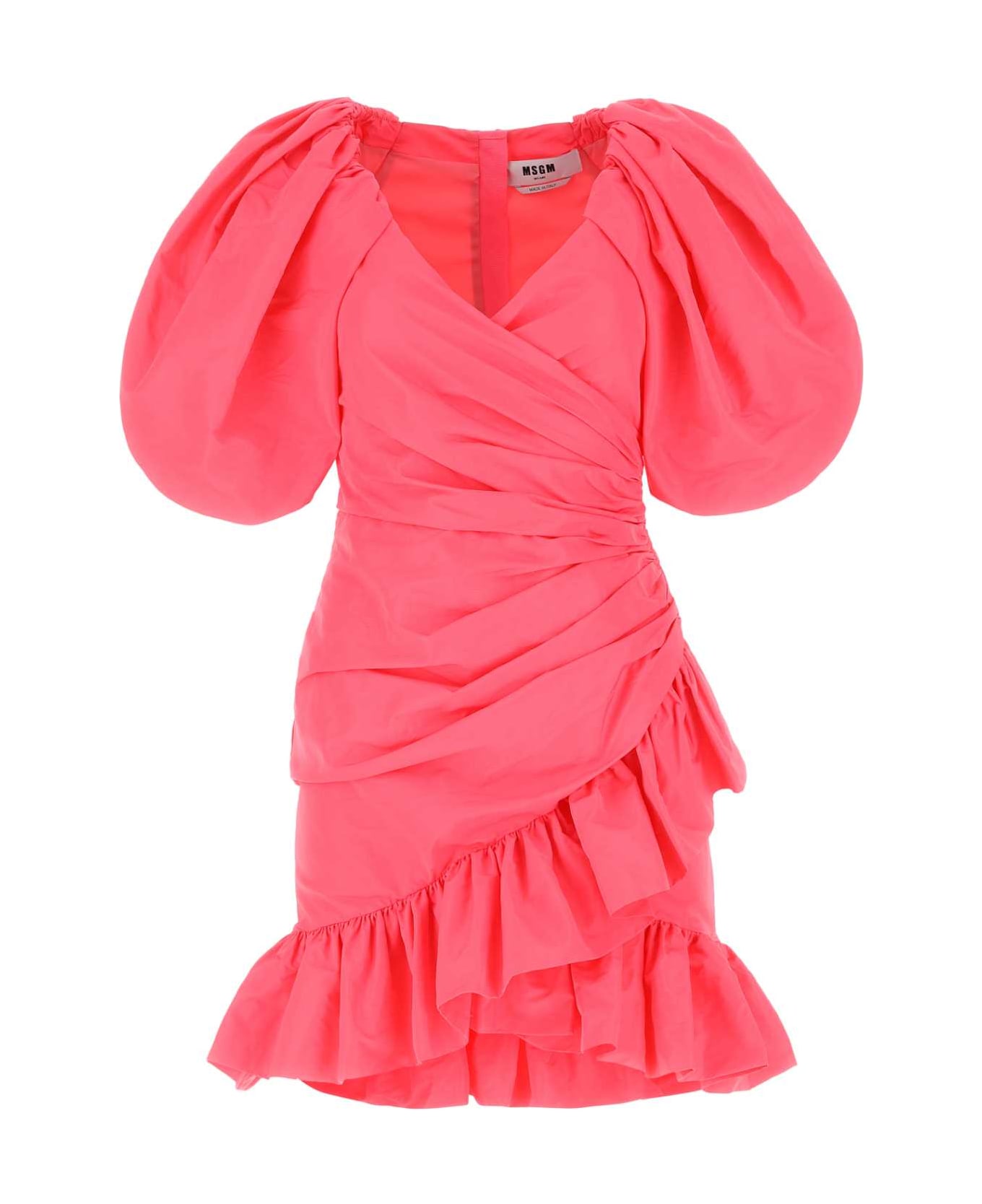 MSGM Coral Polyester Mini Dress - 13
