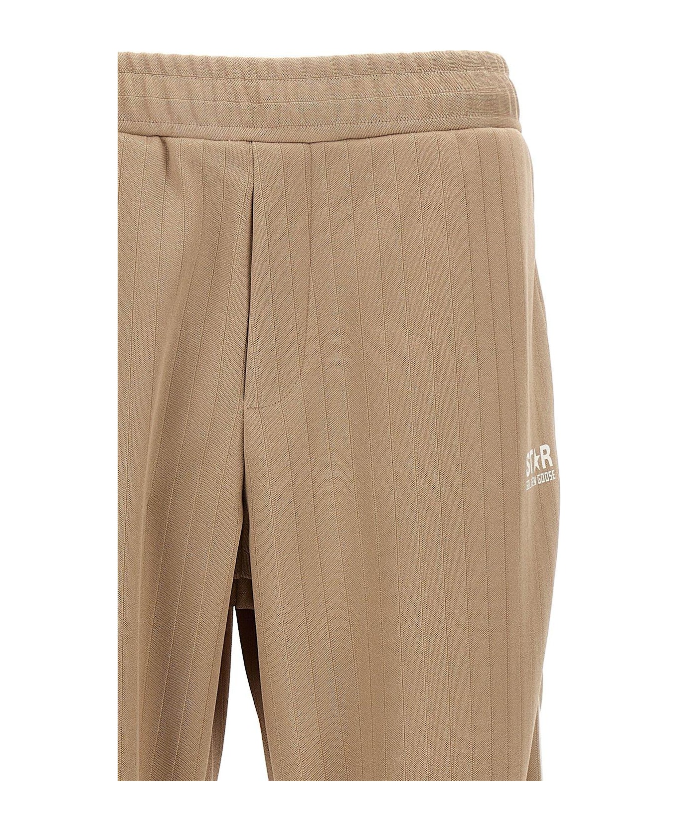 Golden Goose Logo Printed Straight-leg Trousers - Beige