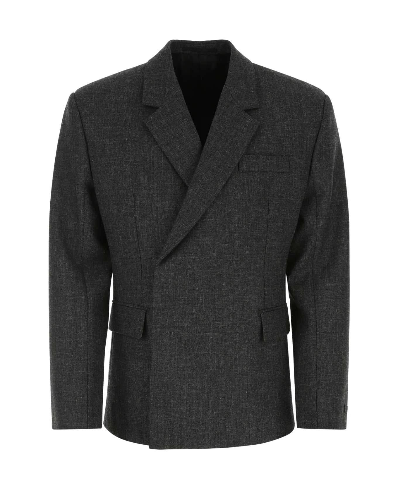 Prada Melange Dark Grey Wool Blazer - F0308