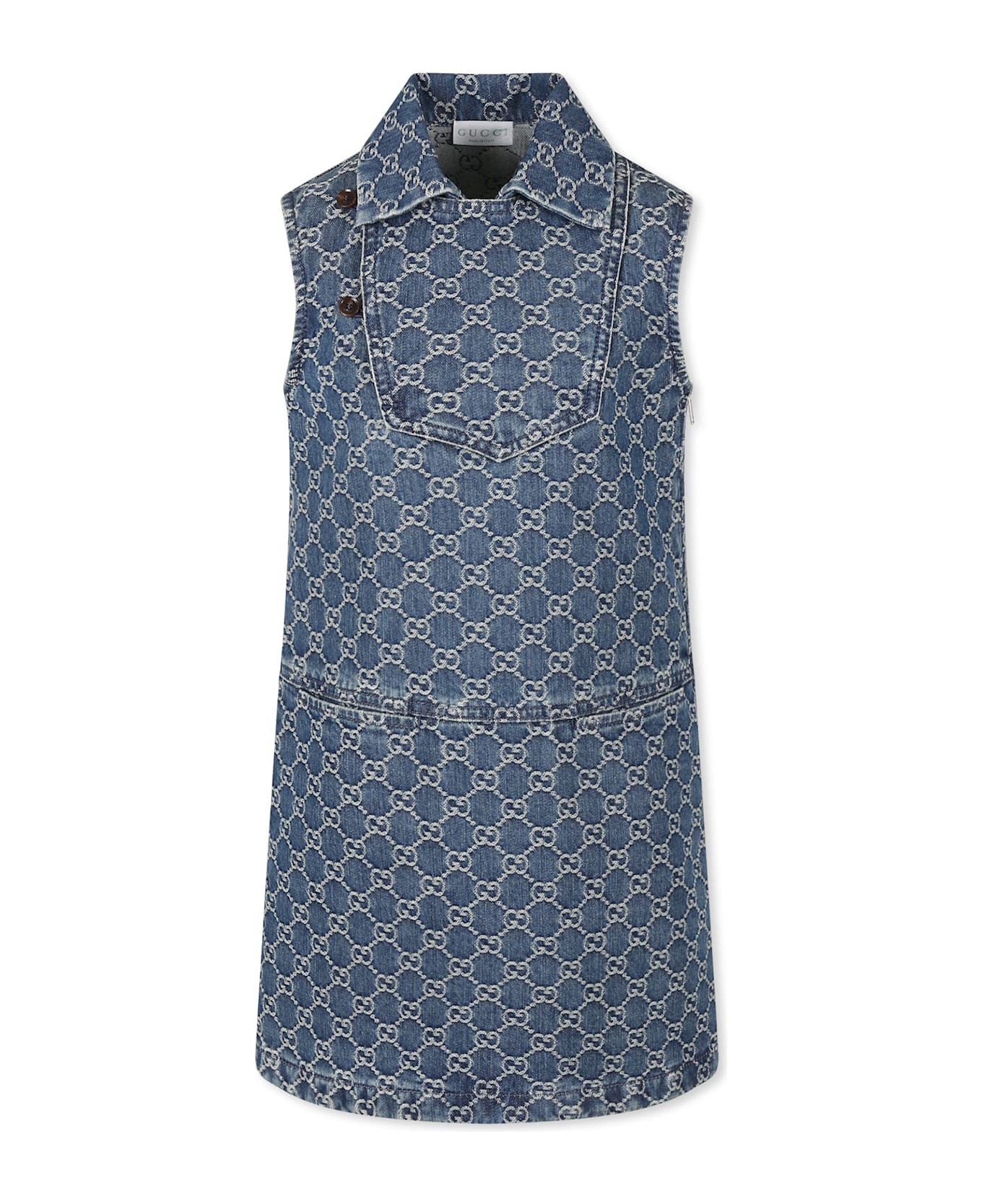 Gucci Denim Dress For Girl With Gg - Denim
