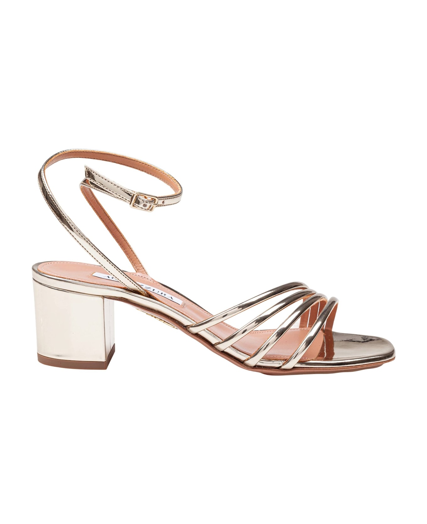 Aquazzura Latour Sandal 50 In Laminated Leather Color Light Gold - Soft Gold