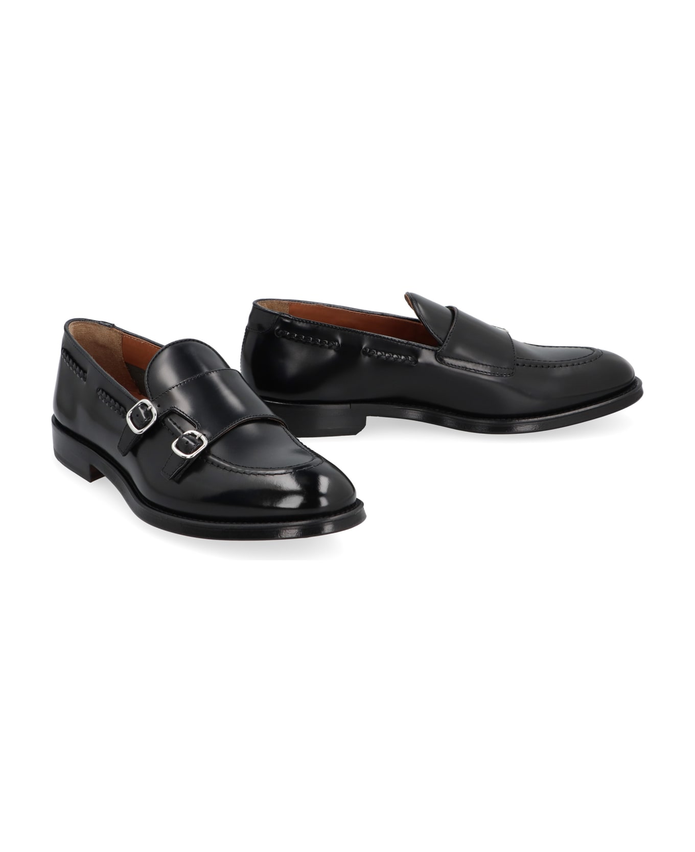 Doucal's Leather Monk-strap Shoes - black