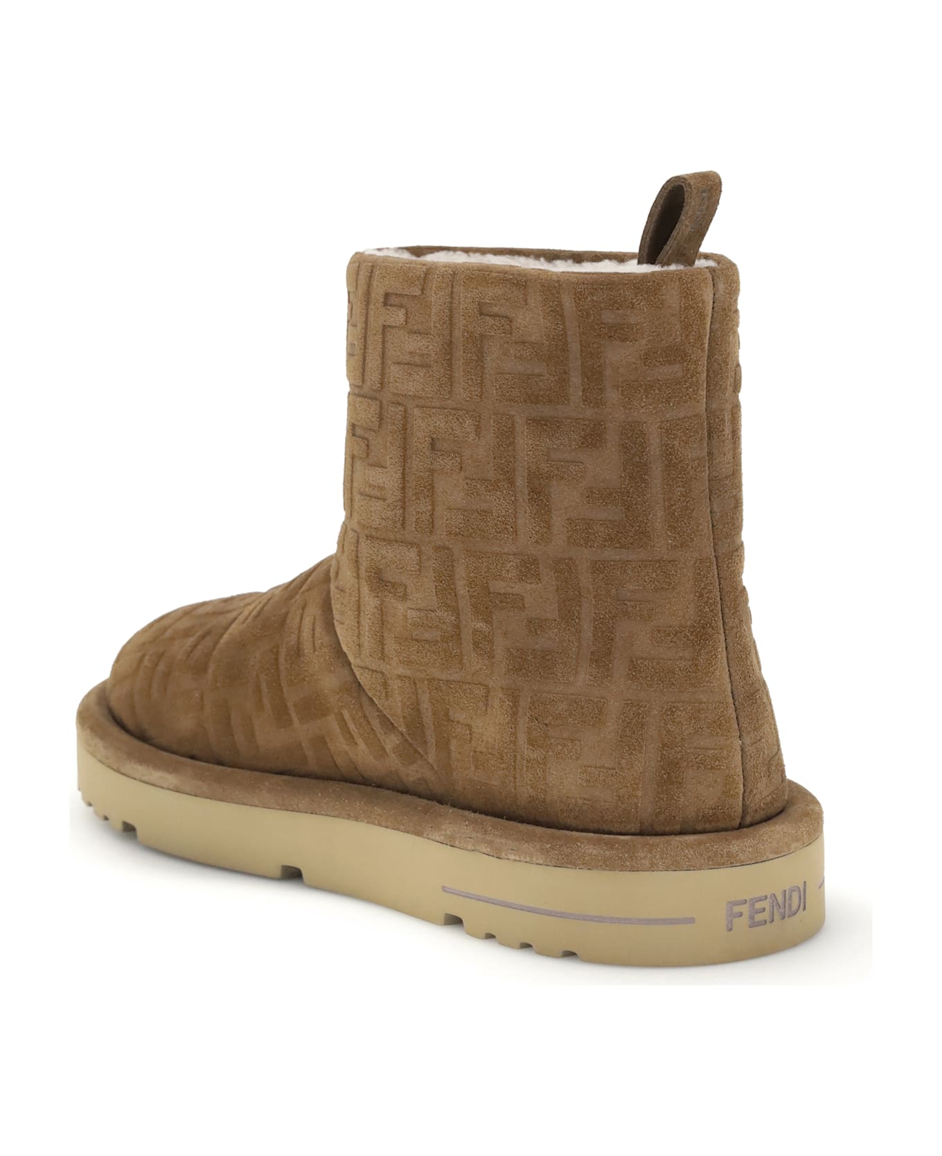 Fendi Suede Leather Ankle Boots With Embossed Ff Motif