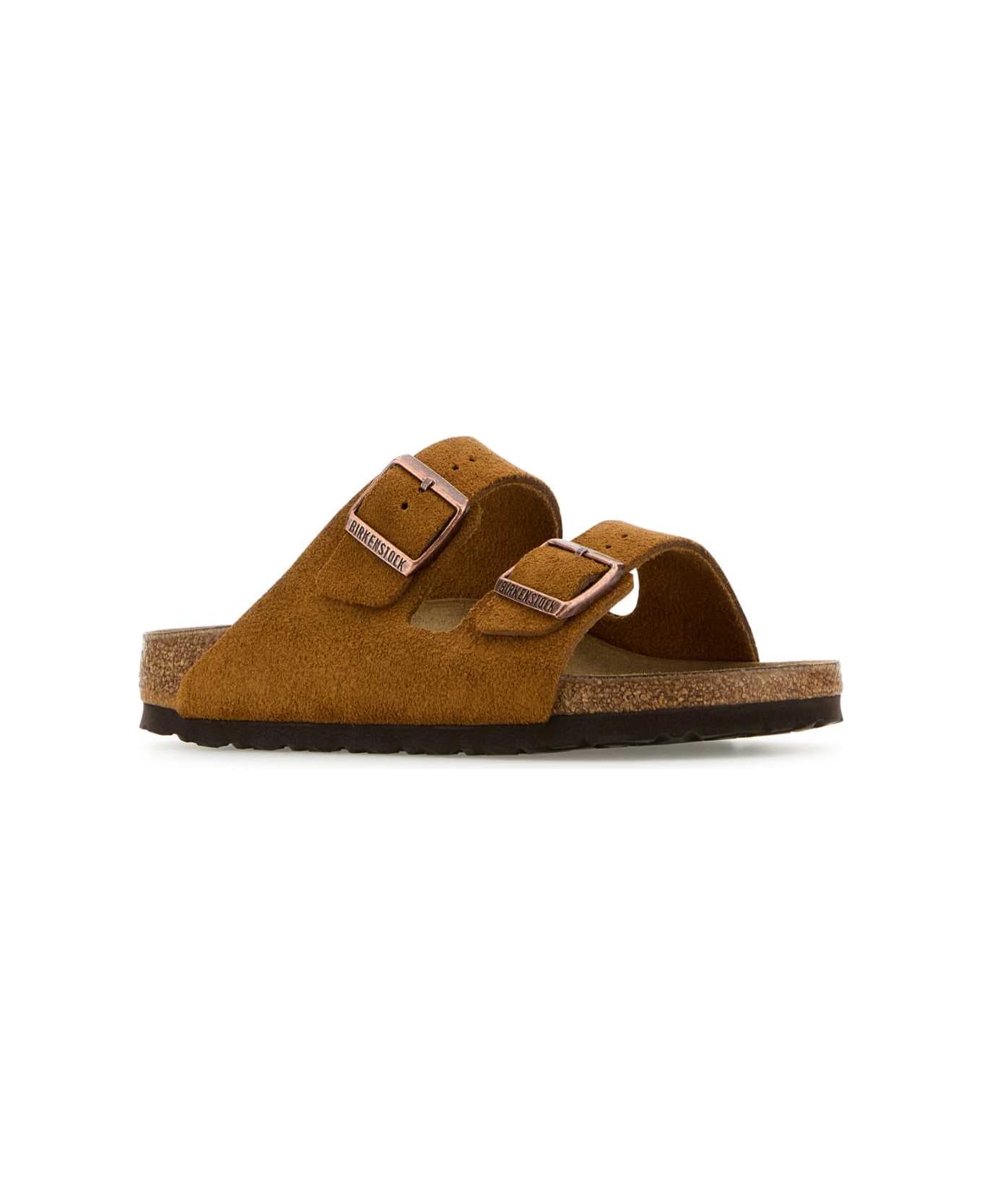 Birkenstock Ochre Suede Arizona Slippers - MINK