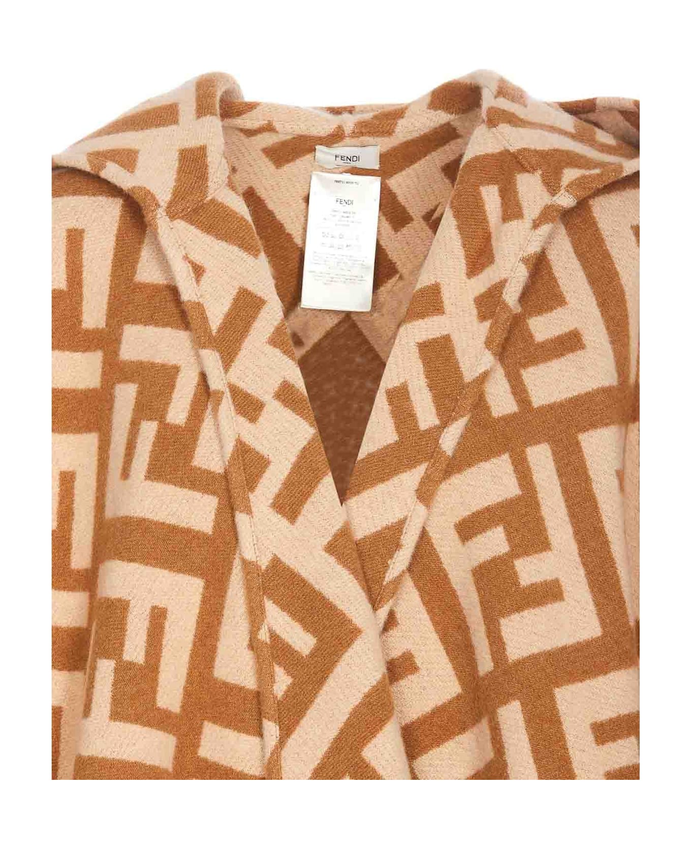 Fendi Ff Jacquard Cashmere Poncho - Brown