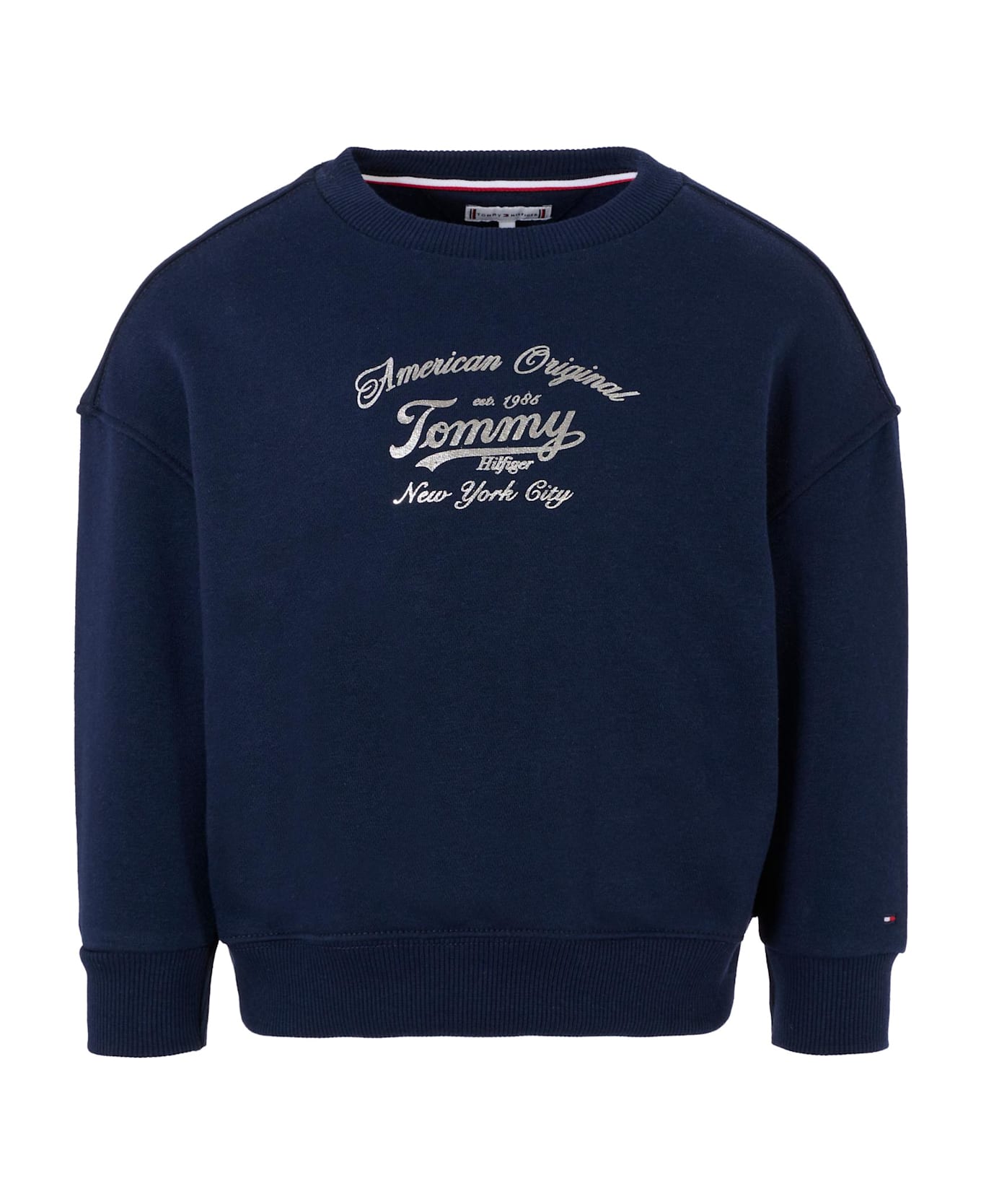 Tommy Hilfiger Blue Sweatshirt For Girl With Silver Logo - Blue