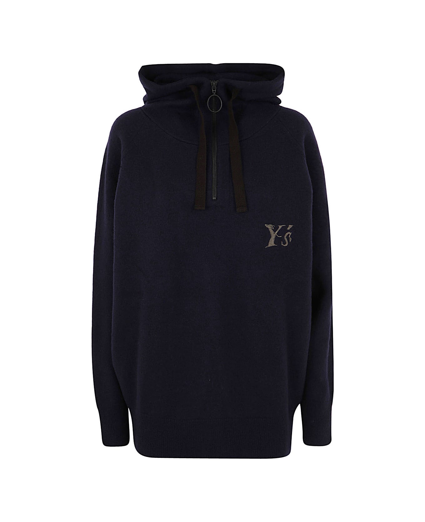 Y's Logo Embroidery Hoodie - Navy