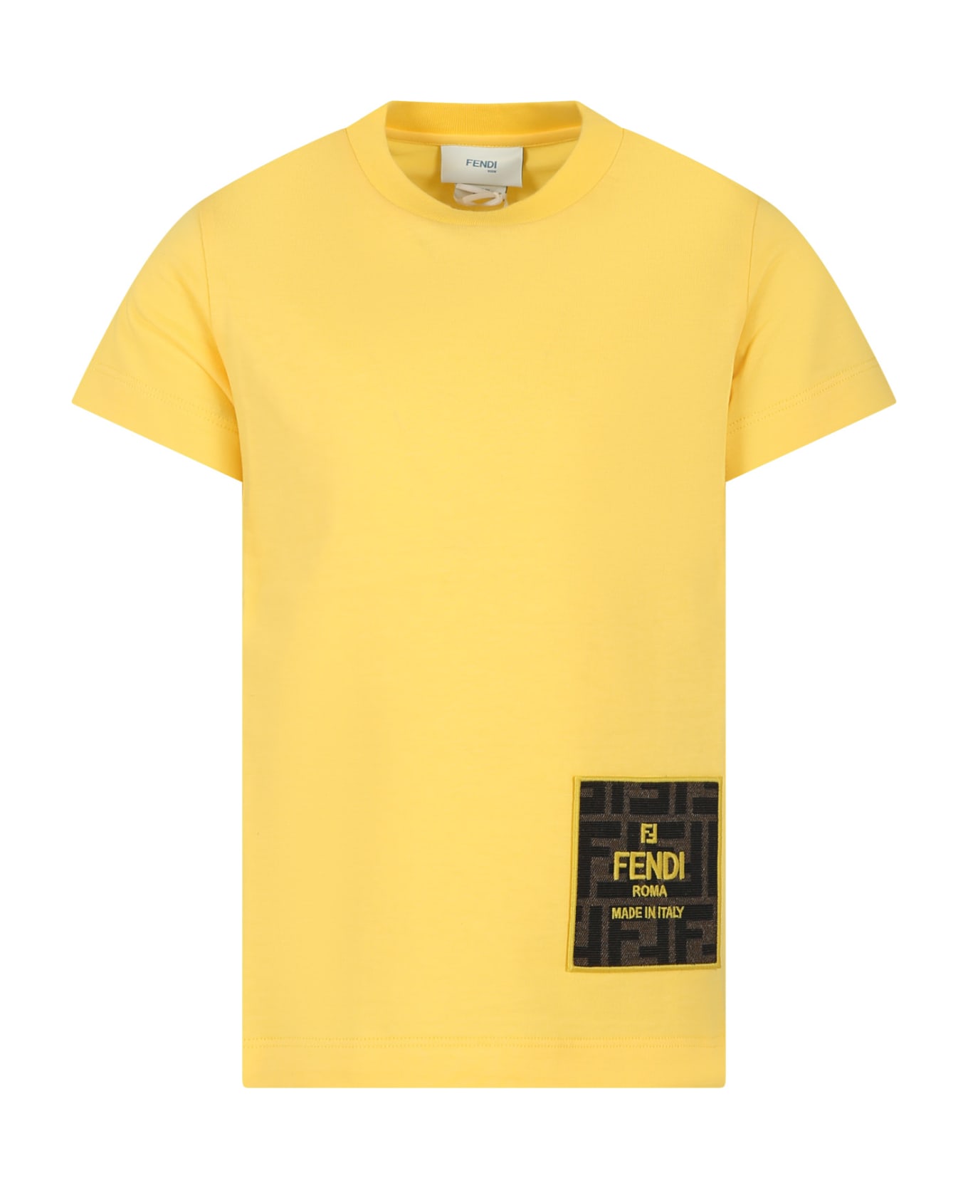 Fendi Yellow T-shirt For Boy With Logo - Yellow