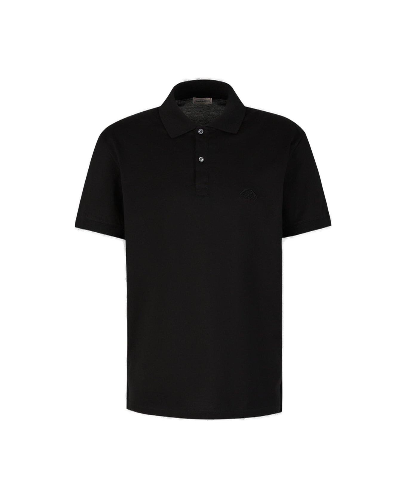 Alexander McQueen Logo Embroidered Polo Shirt - BLACK シャツ