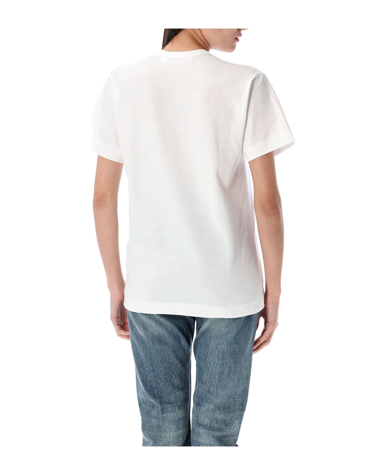 Comme des Garçons Play Rhinestones Heart T-shirt - WHITE RED