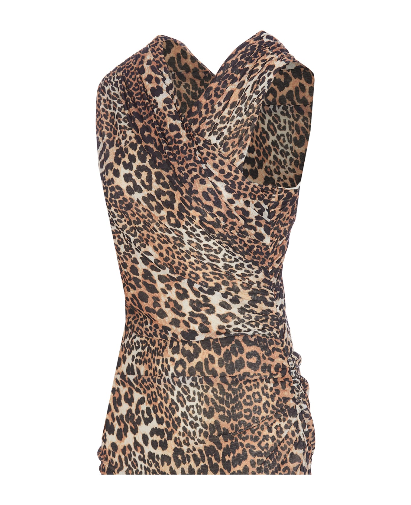 Ganni Marl Mesh Leopard Dress