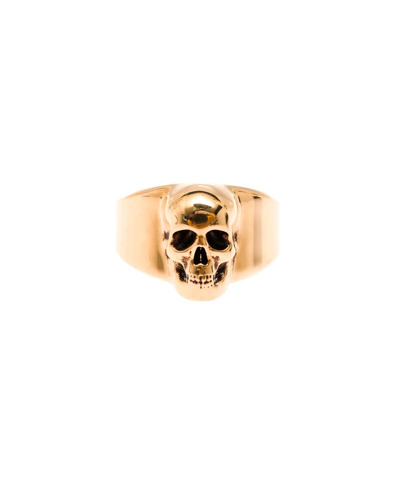 Alexander McQueen Man's Skull Gold Colored Brass Ring - Metallic
