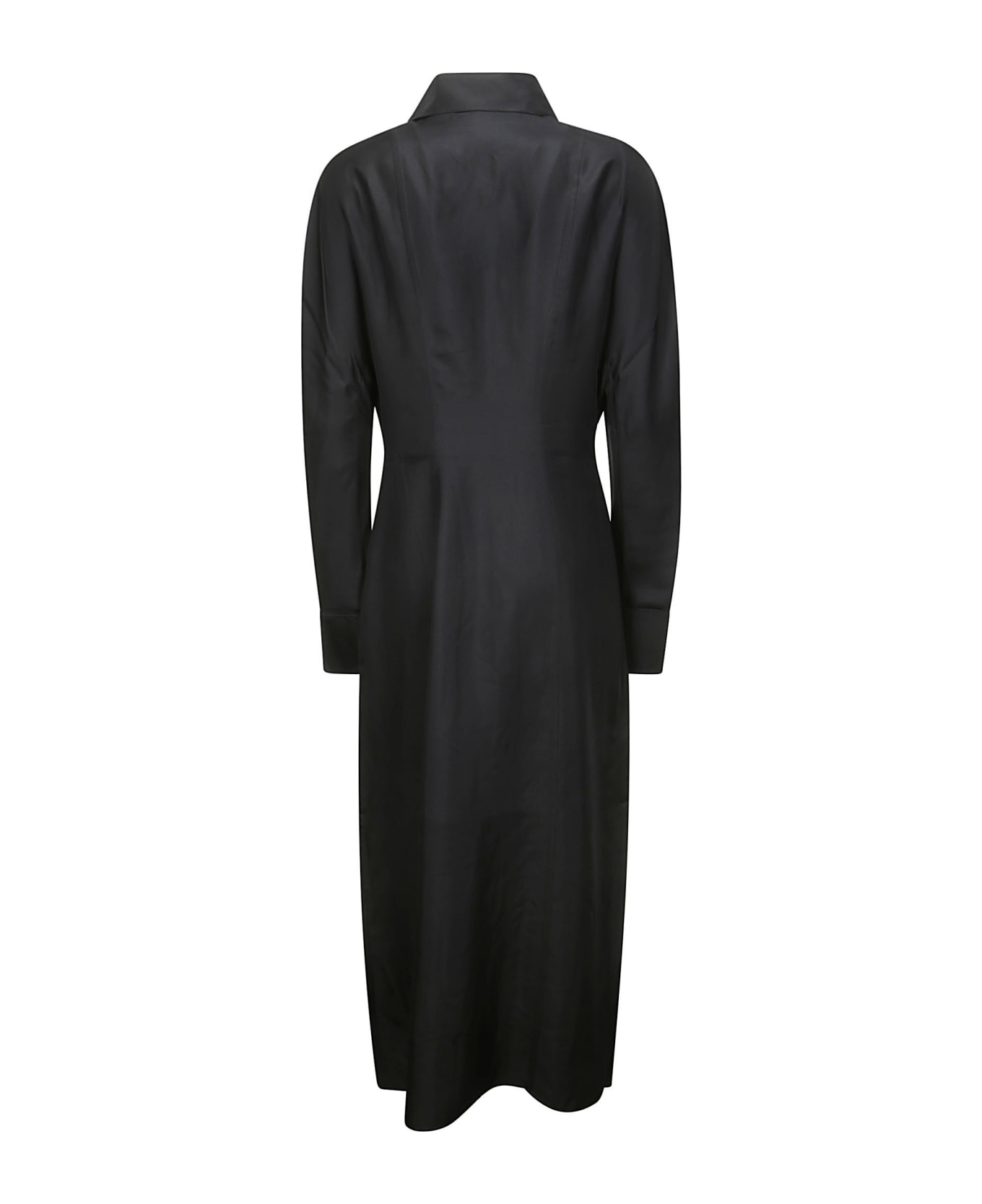 Róhe Waisted Silk Dress - BLACK