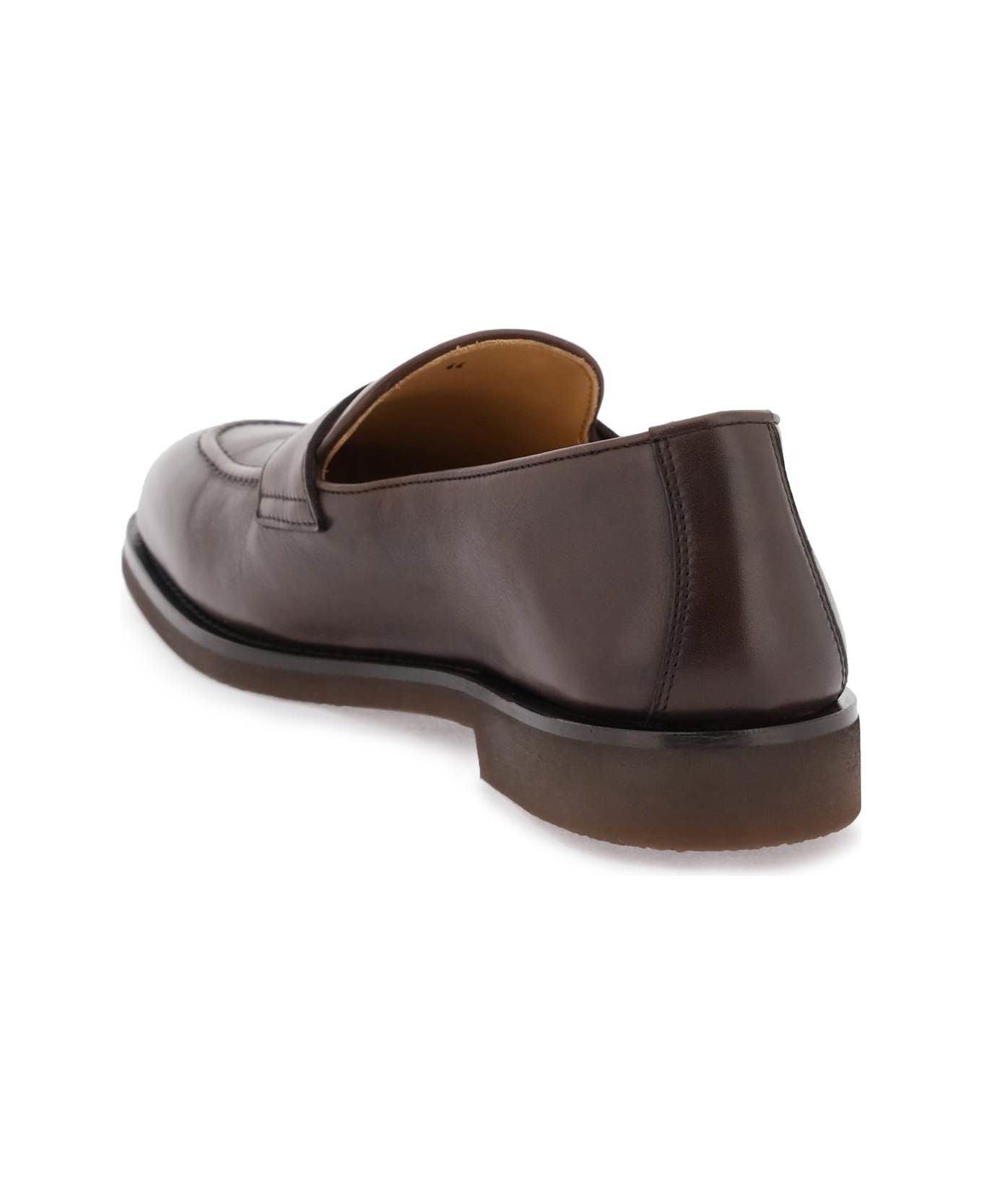 Brunello Cucinelli Leather Penny Loafers - ESPRESSO (Brown) ローファー＆デッキシューズ