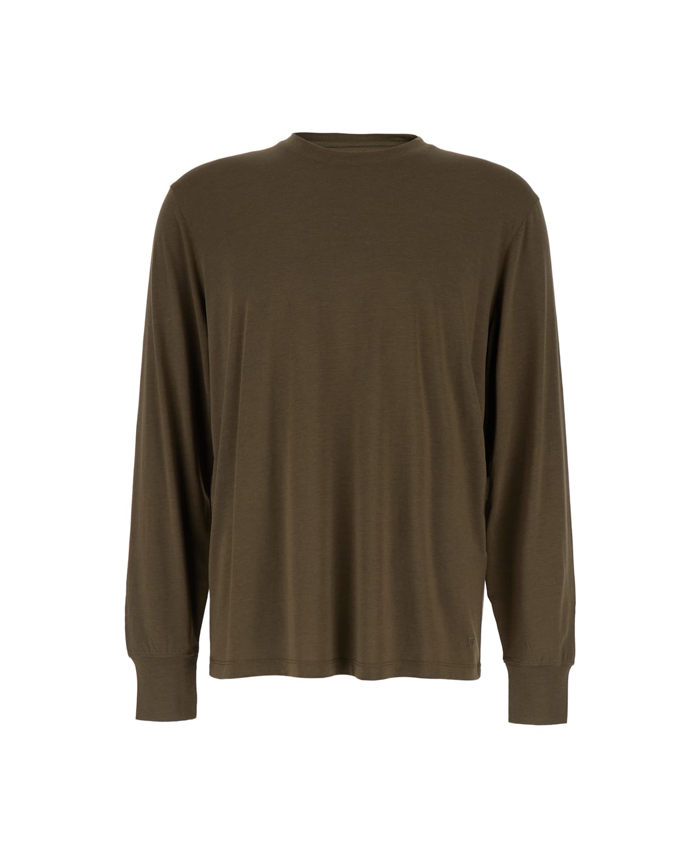 Tom Ford Military Green Long Sleeve T-shirt In Lyocel Woman - Green