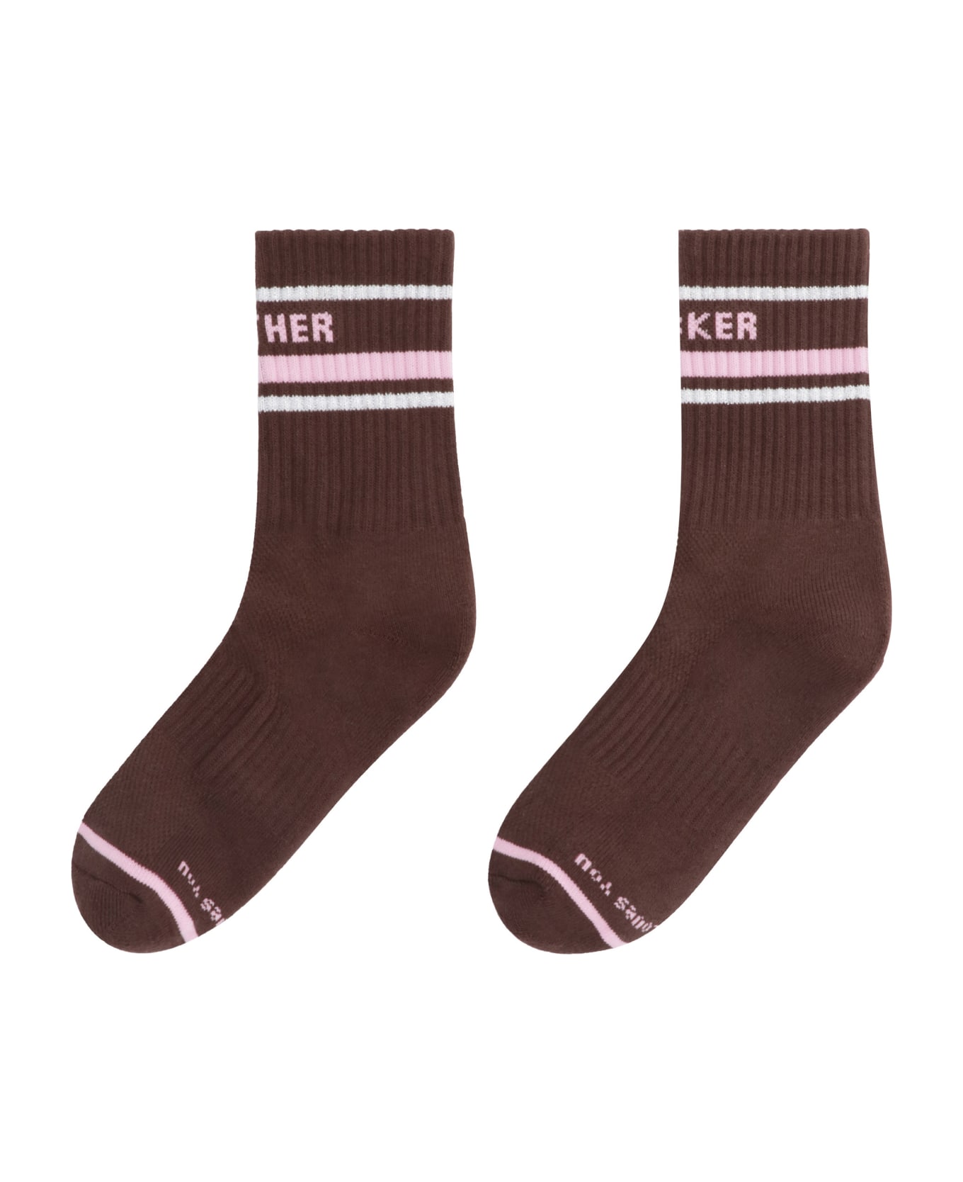 Mother Logo Cotton Blend Socks - brown