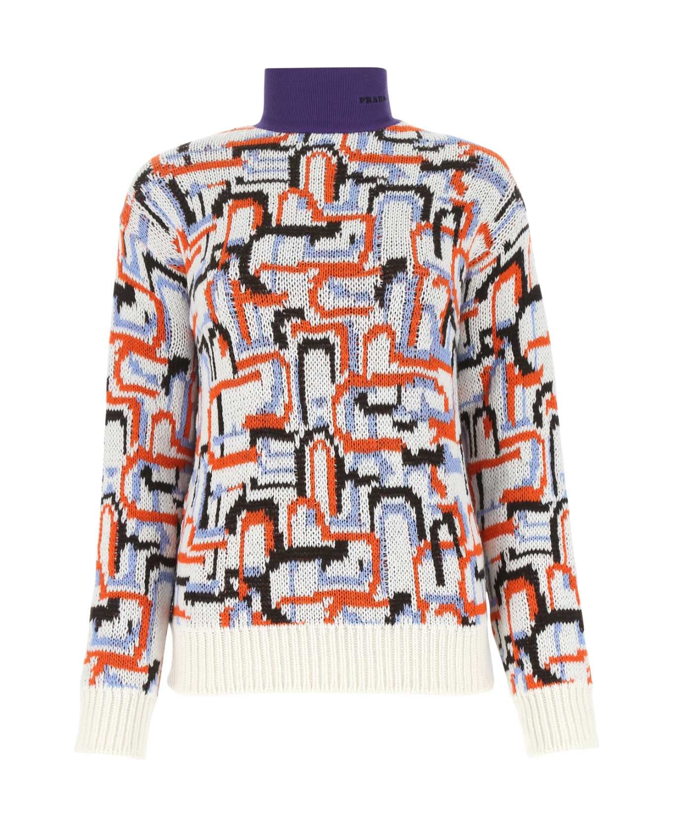 Prada Embroidered Wool Blend Sweater - F0049