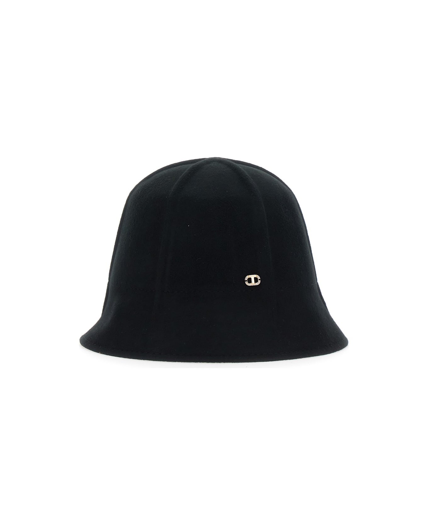 TwinSet Black Bucket Hat With Logo Plaque On The Front In Cotton Woman - Black