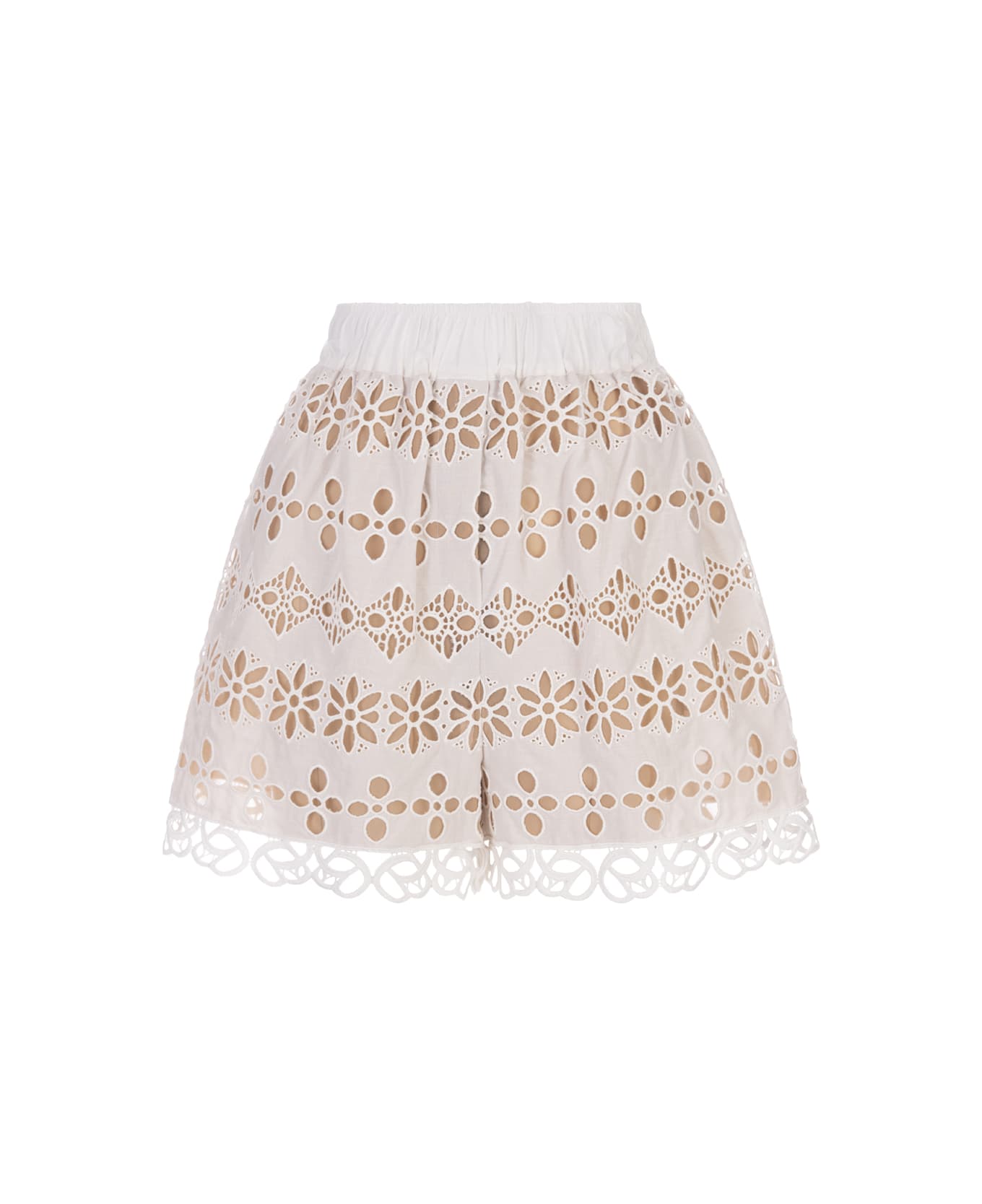 Elie Saab Broderie Anglaise Shorts - White