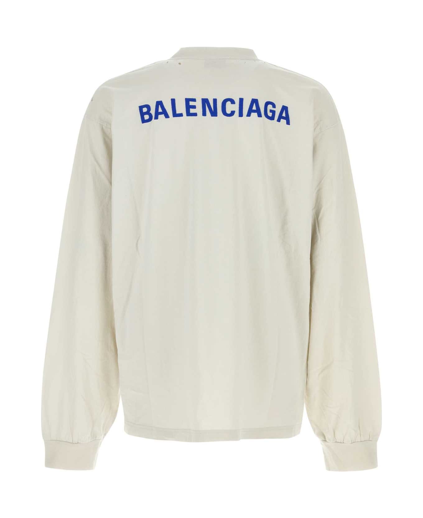 Balenciaga Chalk Cotton T-shirt - DIRTY WHT/SPORT BLUE