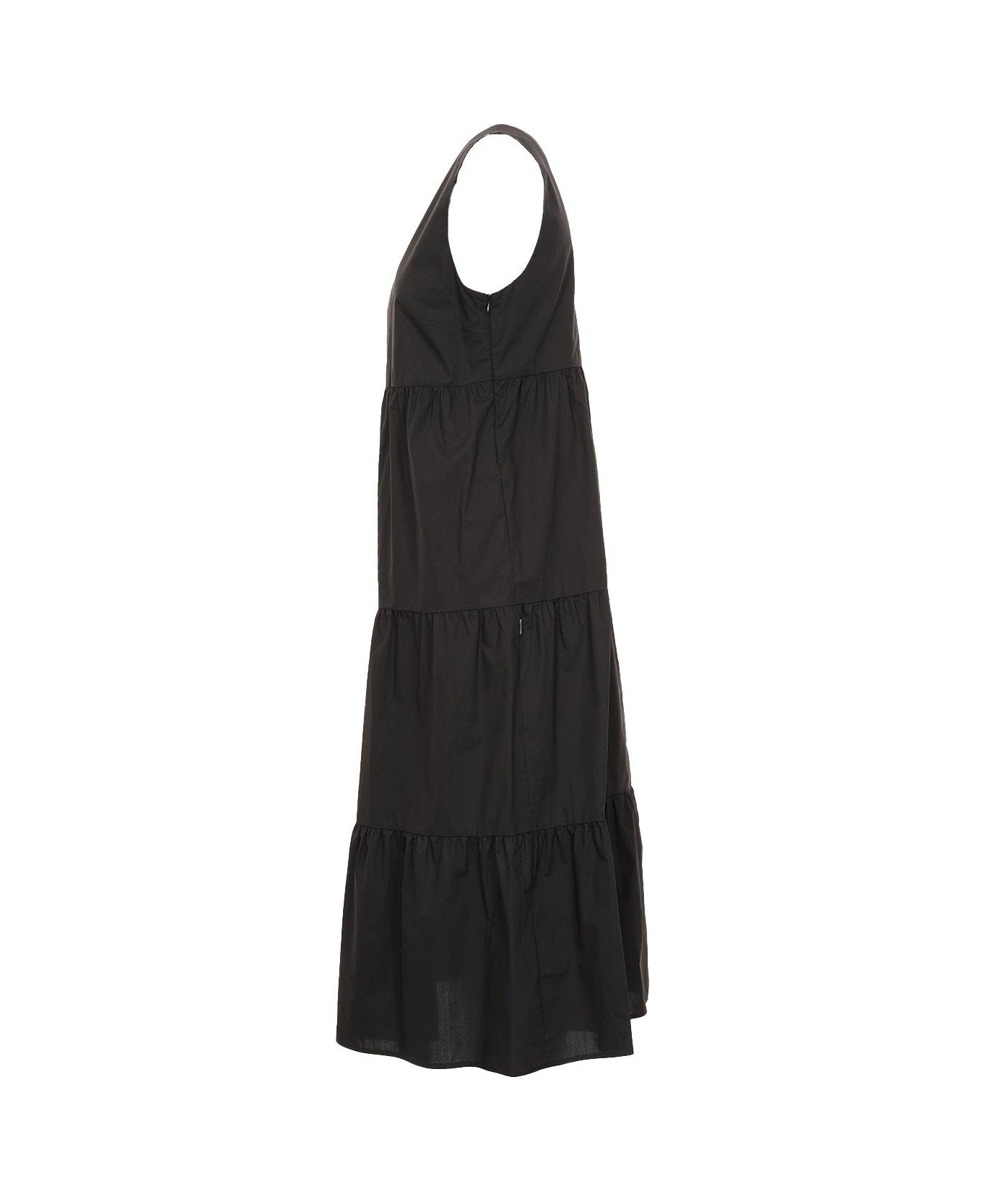 Woolrich V-neck Sleeveless Midi Dress - Black ワンピース＆ドレス